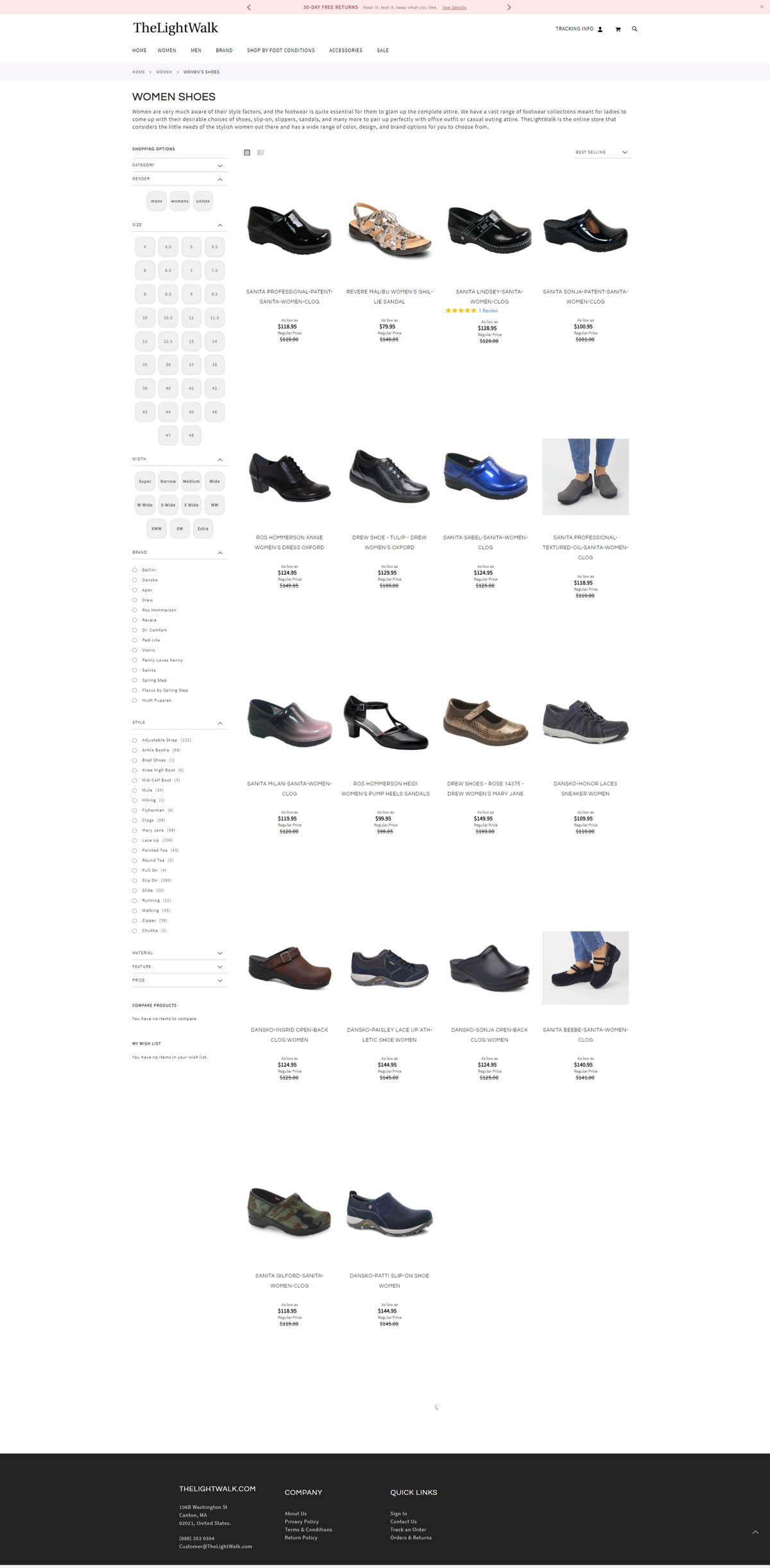 Screenshot of the new products page.